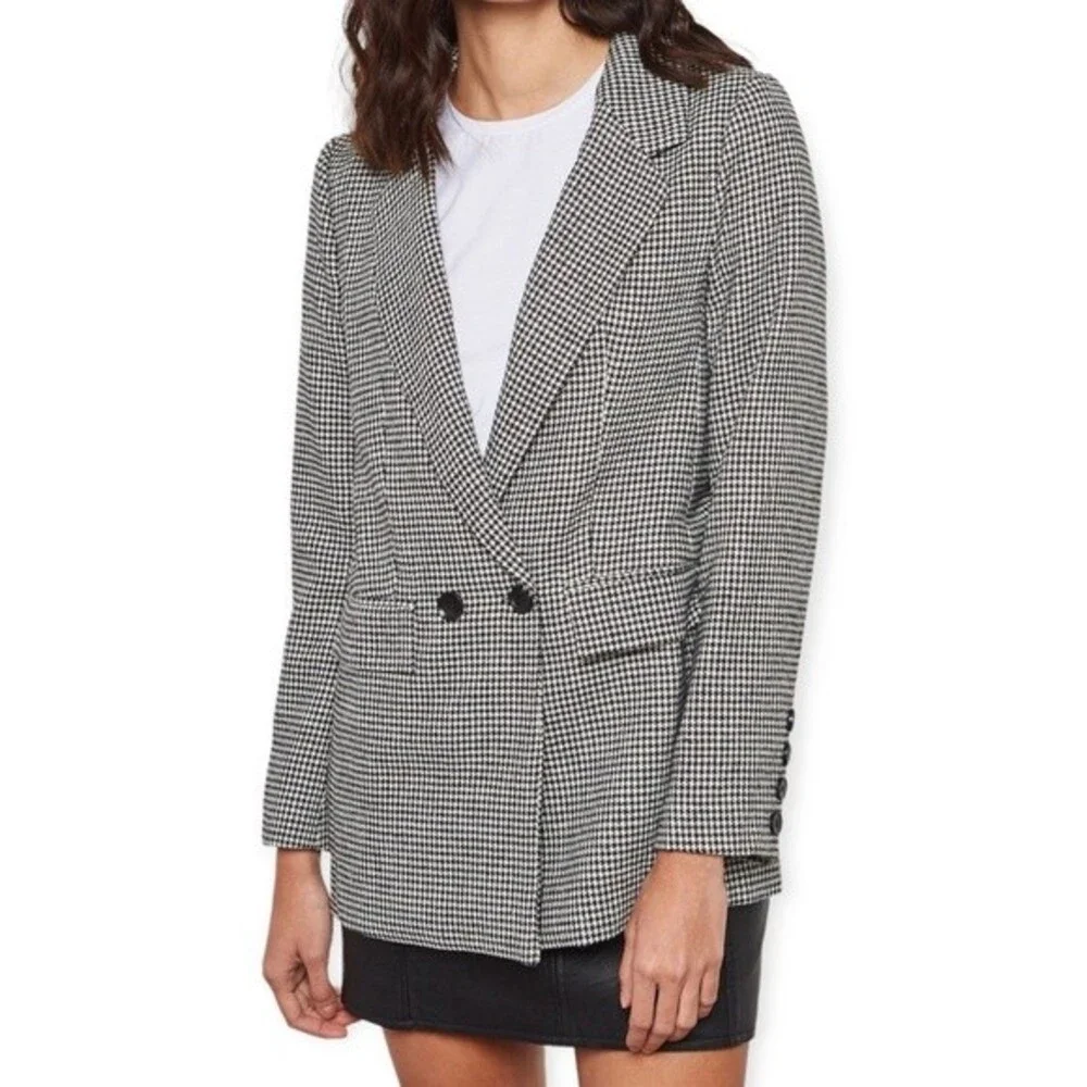 Forever 21 Houndstooth Double-Breasted Wool Blend Blazer